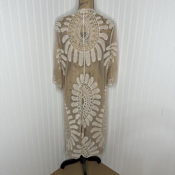 Rebellion Again Sheer Lace Mesh Duster Cardigan Womens Sz M Festival Boho Fairy - Picture 3 of 13